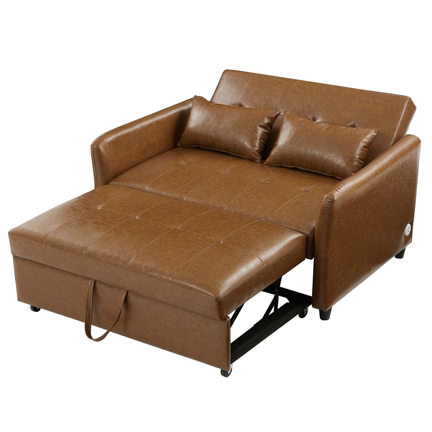 Divano letto trasformabile in PU da 51,57 pollici con 3 porte USB, capacità di carico di 400 libbre e meccanismo letto estraibile