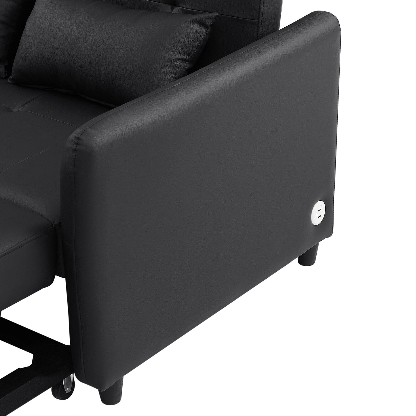 Divano letto trasformabile in PU da 51,57 pollici con 3 porte USB, capacità di carico di 400 libbre e meccanismo letto estraibile