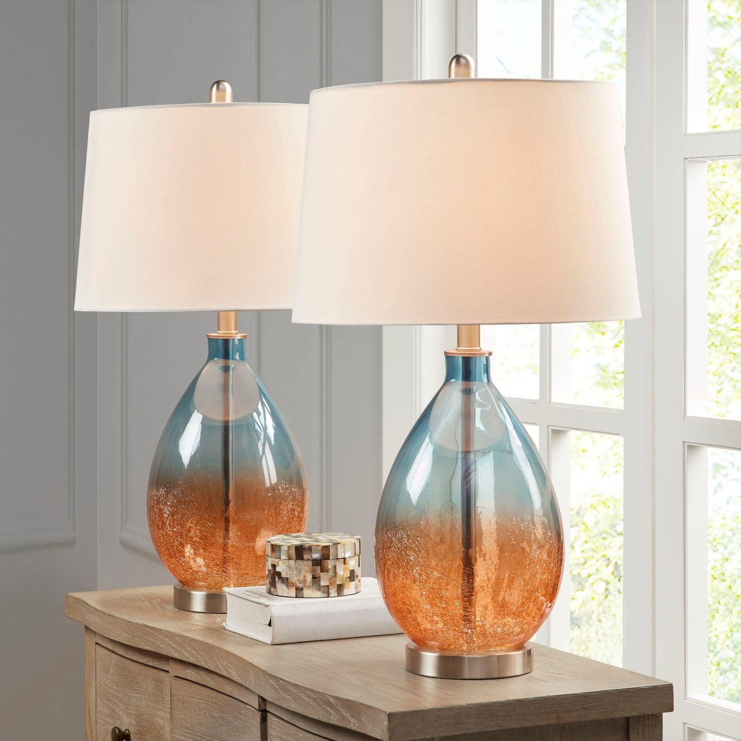 Lampada da tavolo in vetro 510 Design Cortina Ombre, set da 2