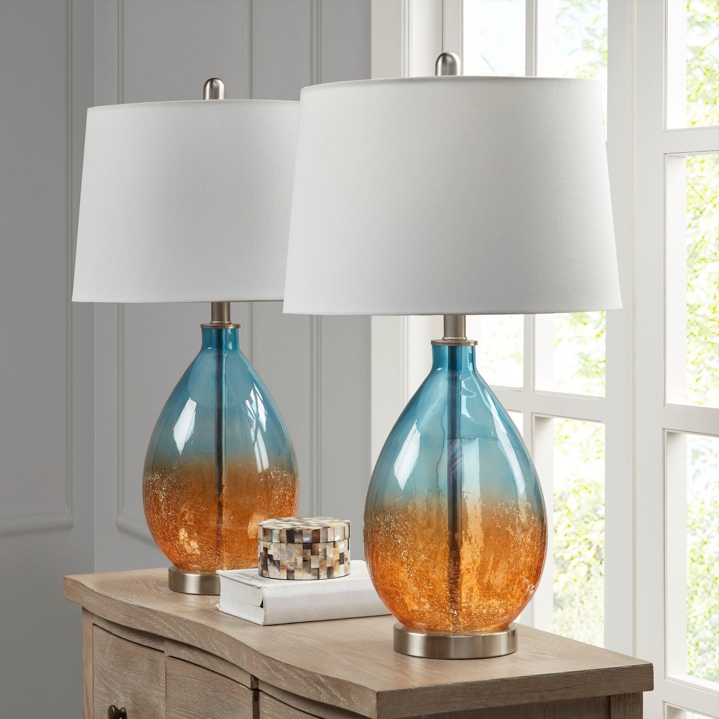 Lampada da tavolo in vetro 510 Design Cortina Ombre, set da 2