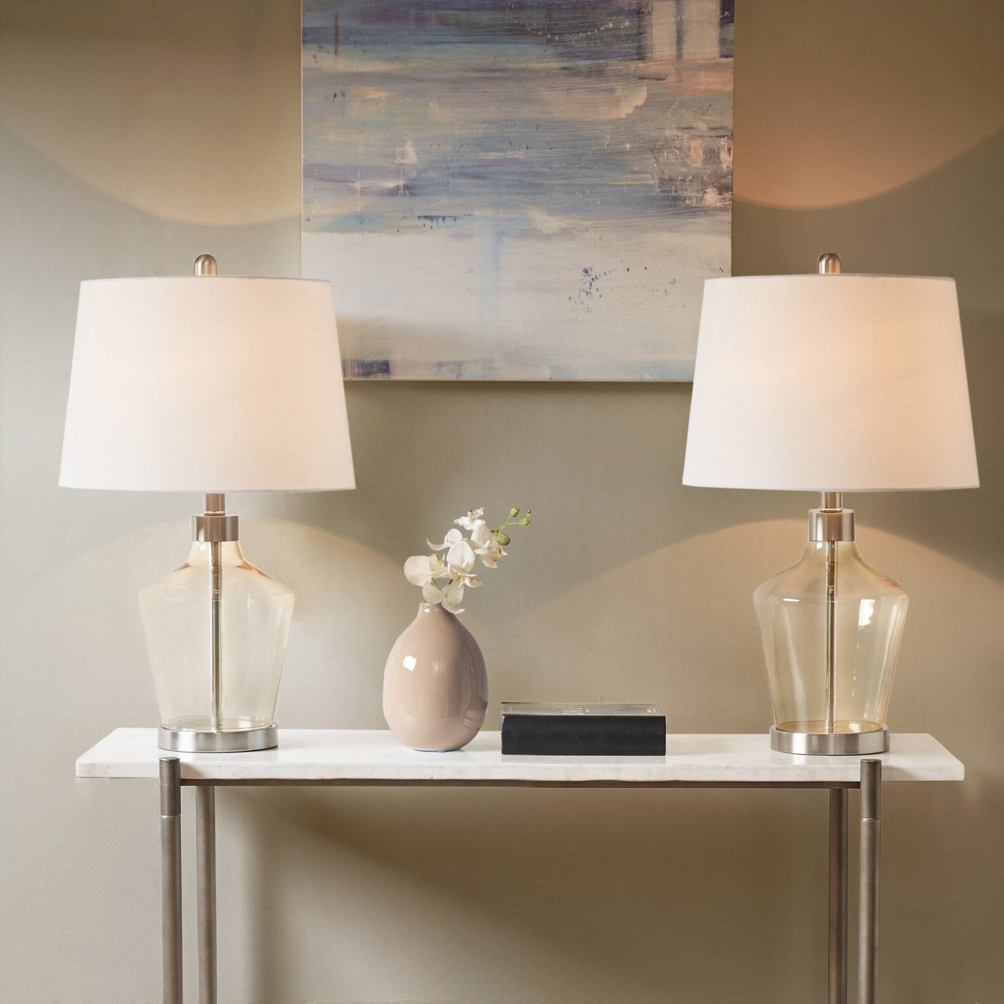 Lampada da tavolo angolare in vetro 510 Design Harmony, set da 2