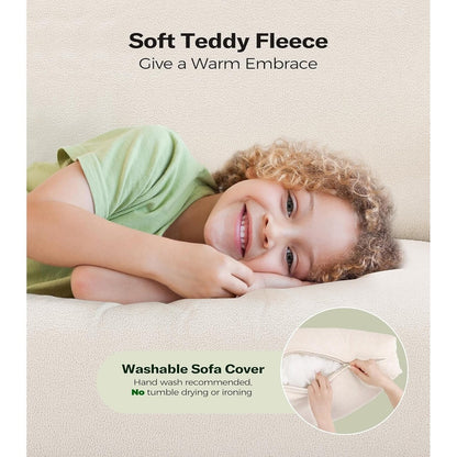 Divano a due posti Teddy 51 Comfy per piccoli spazi - Struttura interamente in legno, montaggio senza attrezzi, per camera da letto e soggiorno, beige