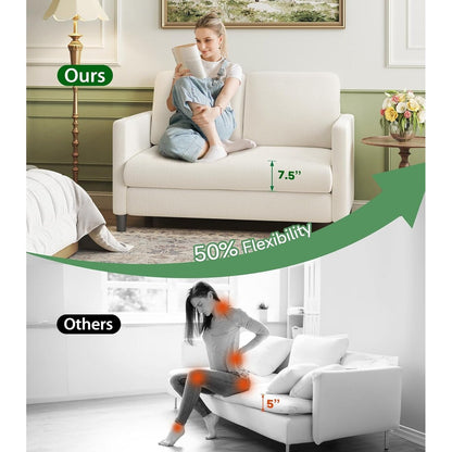 Divano a due posti Teddy 51 Comfy per piccoli spazi - Struttura interamente in legno, montaggio senza attrezzi, per camera da letto e soggiorno, beige