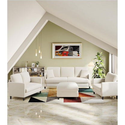 Divano a due posti Teddy 51 Comfy per piccoli spazi - Struttura interamente in legno, montaggio senza attrezzi, per camera da letto e soggiorno, beige