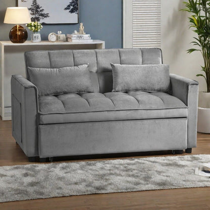 Divano letto trasformabile in velluto da 52,75 pollici con schienale a 3 posizioni e letto estraibile