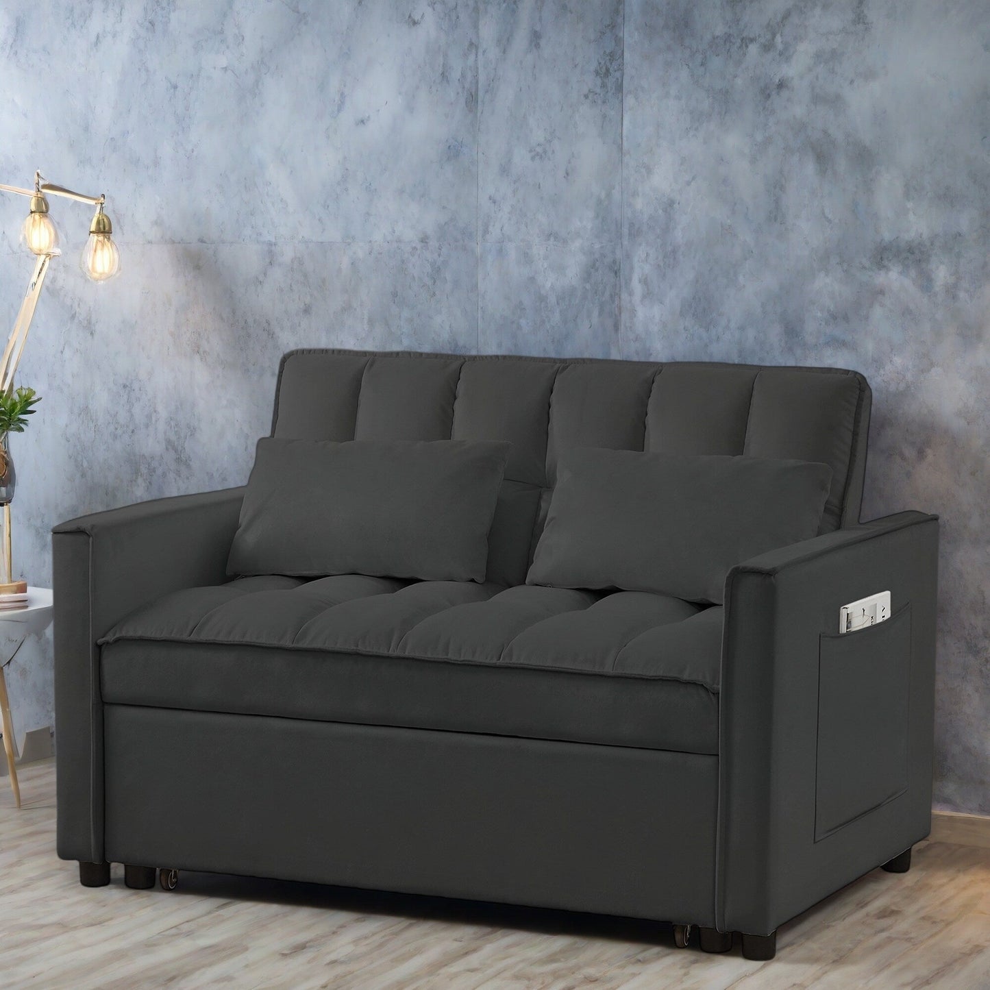 Divano letto moderno in velluto a 4 posti con schienale regolabile da 52,75