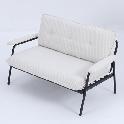 Divano a 2 posti beige da 53 pollici con struttura in metallo per piccoli spazi, mobili moderni compatti in misto poliestere per appartamenti