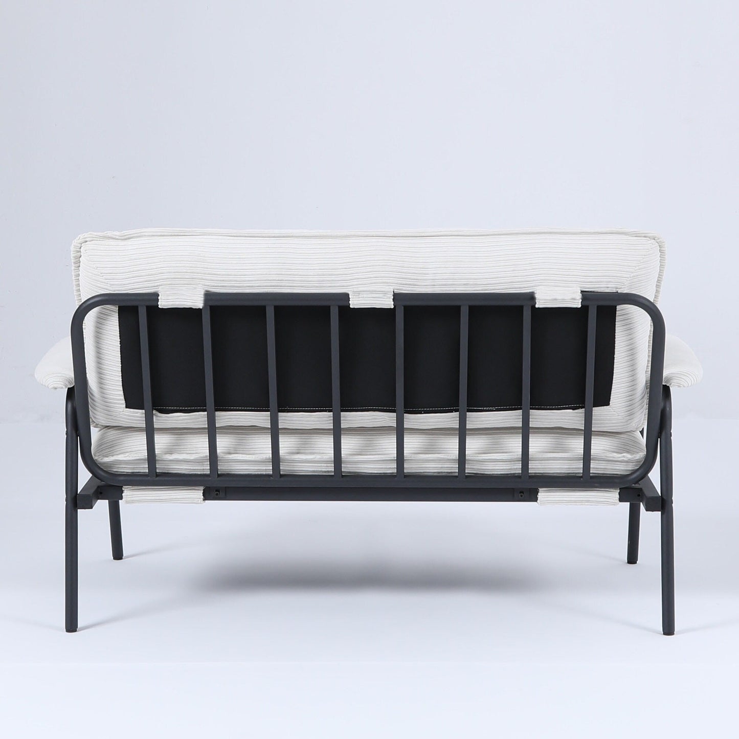 Divano a 2 posti beige da 53 pollici con struttura in metallo per piccoli spazi, mobili moderni compatti in misto poliestere per appartamenti