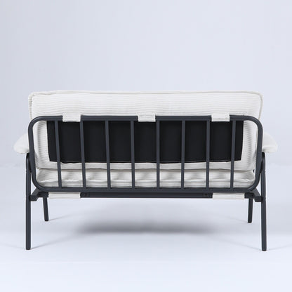 Divano a 2 posti beige da 53 pollici con struttura in metallo per piccoli spazi, mobili moderni compatti in misto poliestere per appartamenti