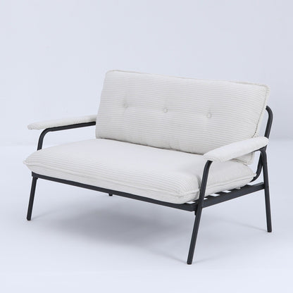 Divano a 2 posti beige da 53 pollici con struttura in metallo per piccoli spazi, mobili moderni compatti in misto poliestere per appartamenti