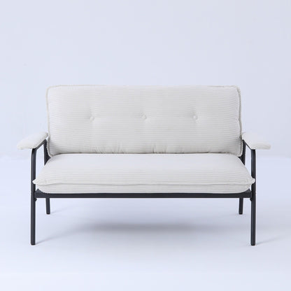 Divano a 2 posti beige da 53 pollici con struttura in metallo per piccoli spazi, mobili moderni compatti in misto poliestere per appartamenti