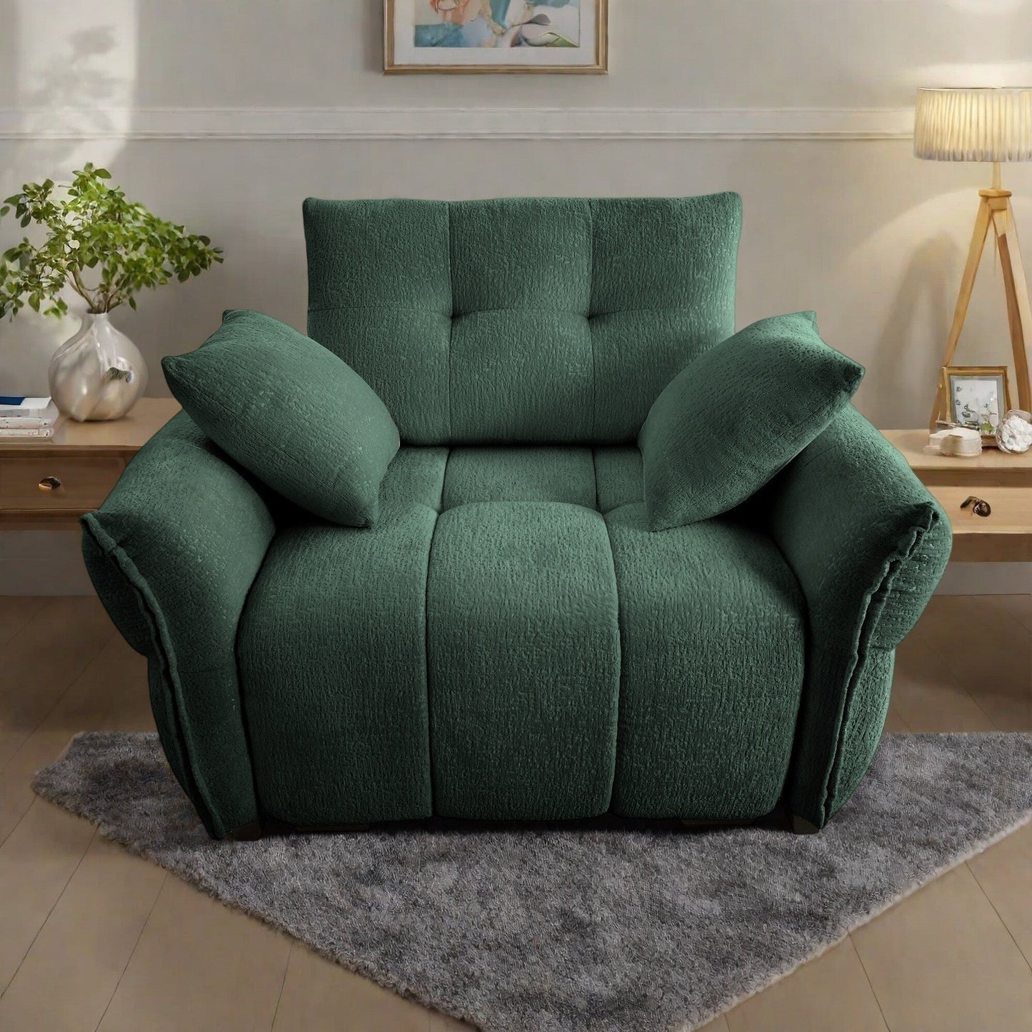 Divano monoposto in ciniglia da 53,94 con cuscini di supporto ad alta resilienza e cuscini decorativi