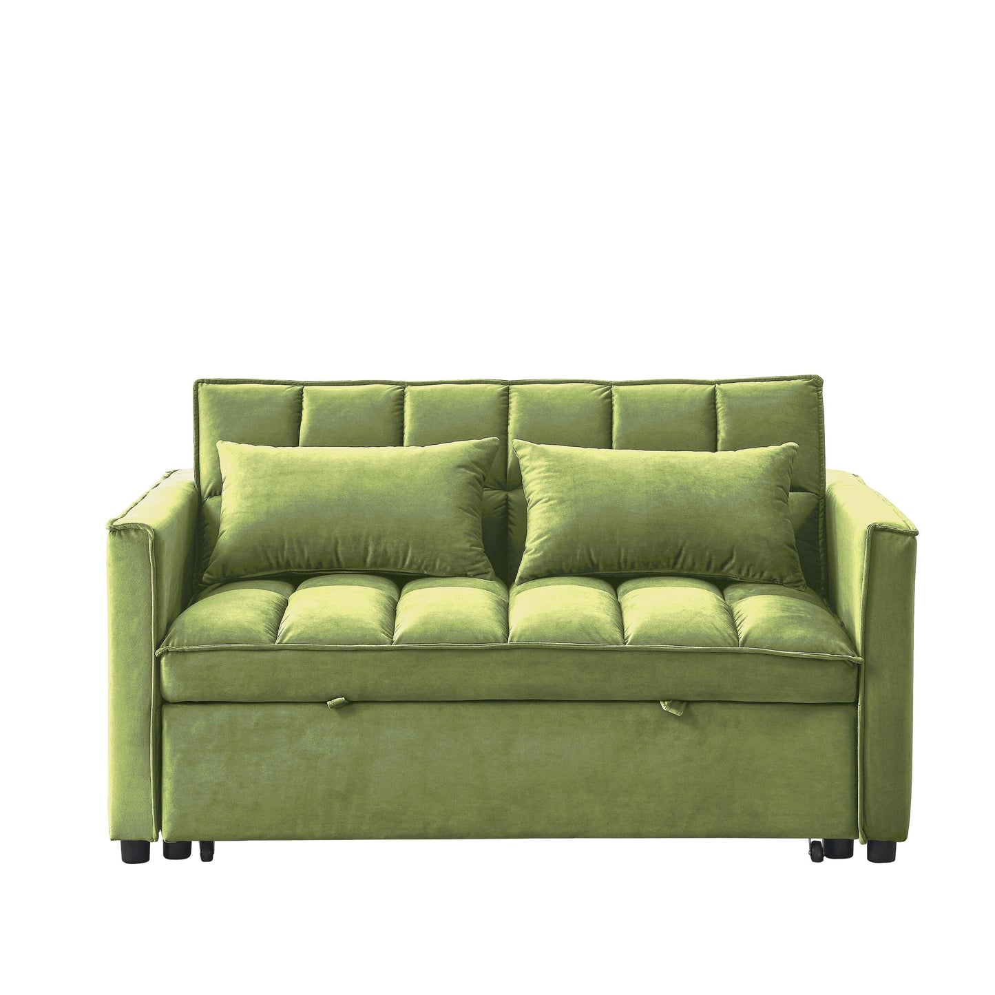 Divano letto a 2 posti in velluto da 53,94 pollici con schienale regolabile in 3 posizioni e due tasche laterali