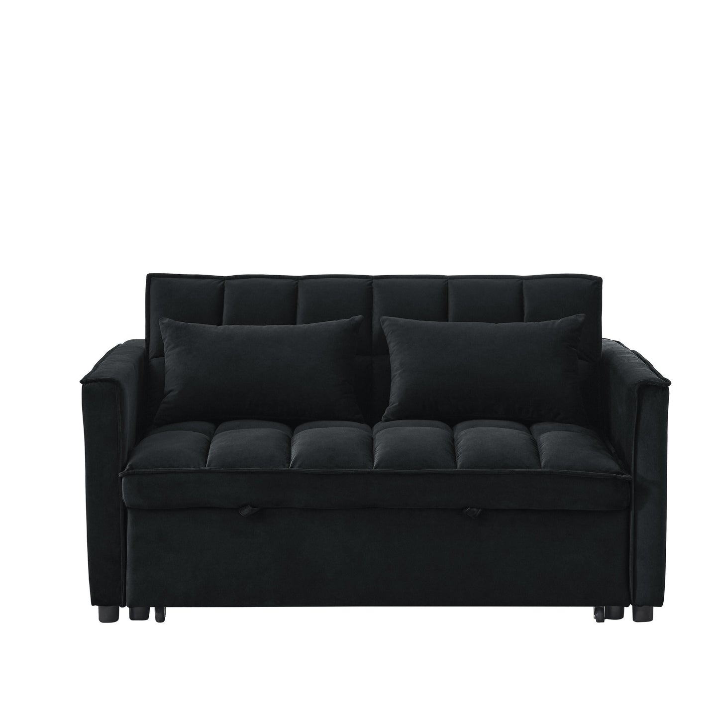 Divano letto estraibile 3 in 1 in velluto da 53,94 pollici con due tasche laterali e schienale regolabile per soggiorno