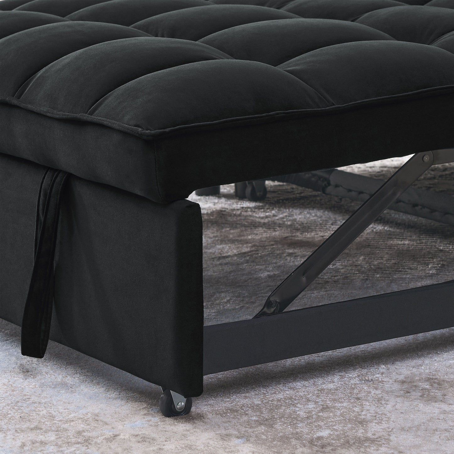 Divano letto estraibile 3 in 1 in velluto da 53,94 pollici con due tasche laterali e schienale regolabile per soggiorno