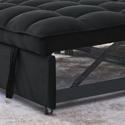 Divano letto estraibile 3 in 1 in velluto da 53,94 pollici con due tasche laterali e schienale regolabile per soggiorno