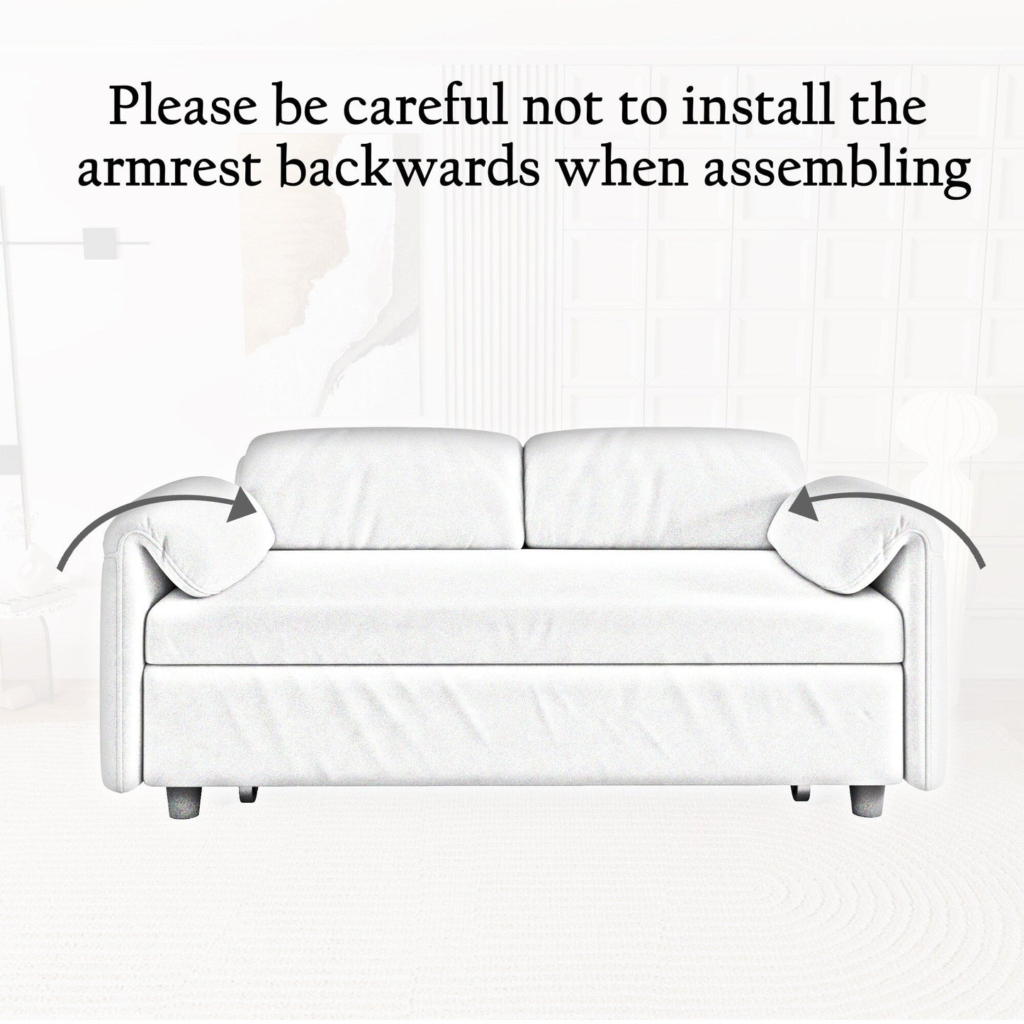 Divano letto in velluto da 54 pollici - Design multiuso con letto matrimoniale retrattile e braccioli portaoggetti