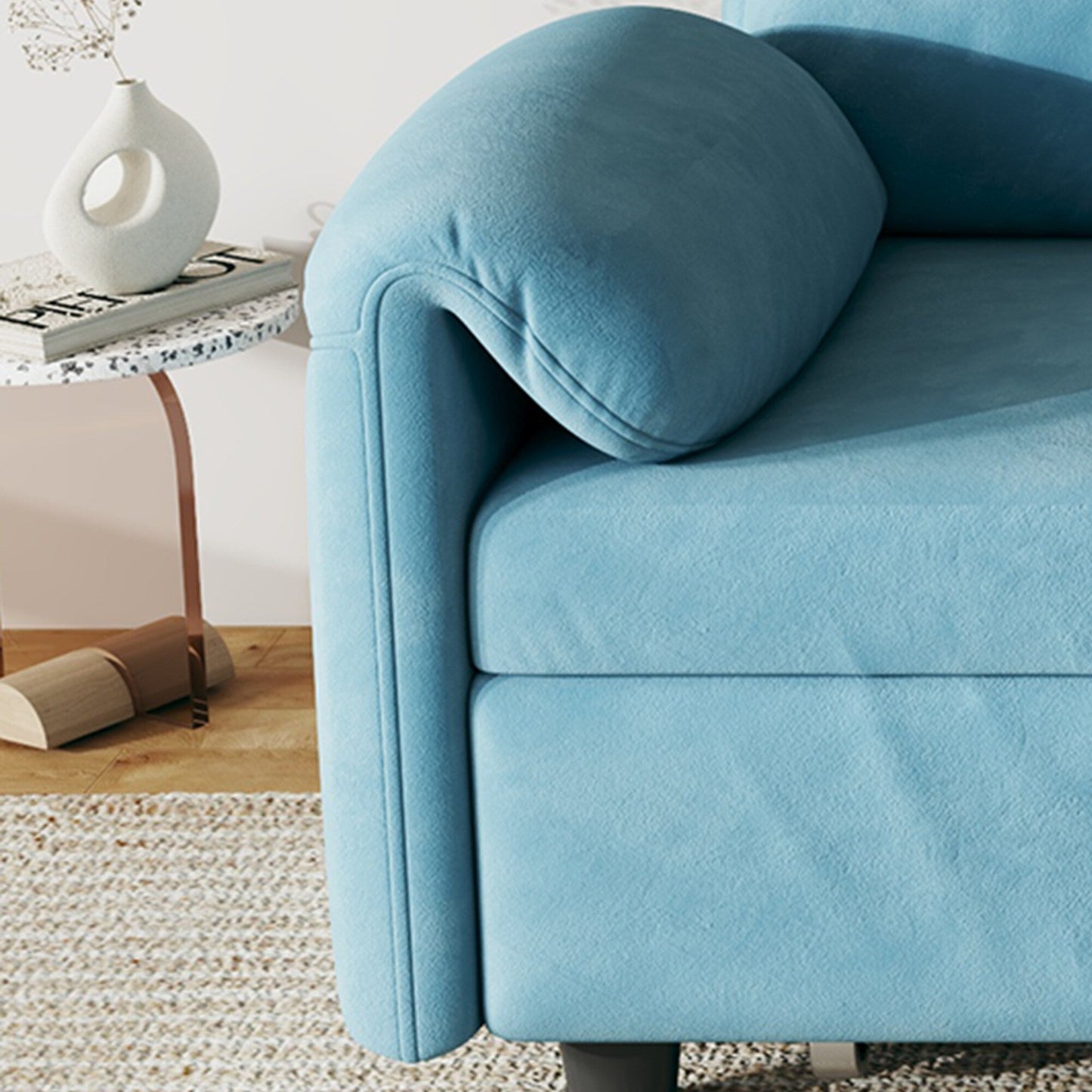 Divano letto in velluto da 54 pollici - Design multiuso con letto matrimoniale retrattile e braccioli portaoggetti