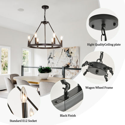 Lampadario a 24 luci con ruota di carro rotonda da 54 pollici