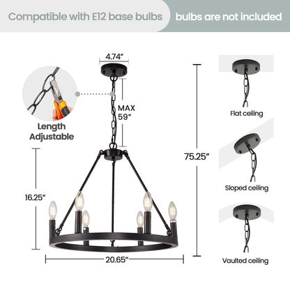 Lampadario a 24 luci con ruota di carro rotonda da 54 pollici