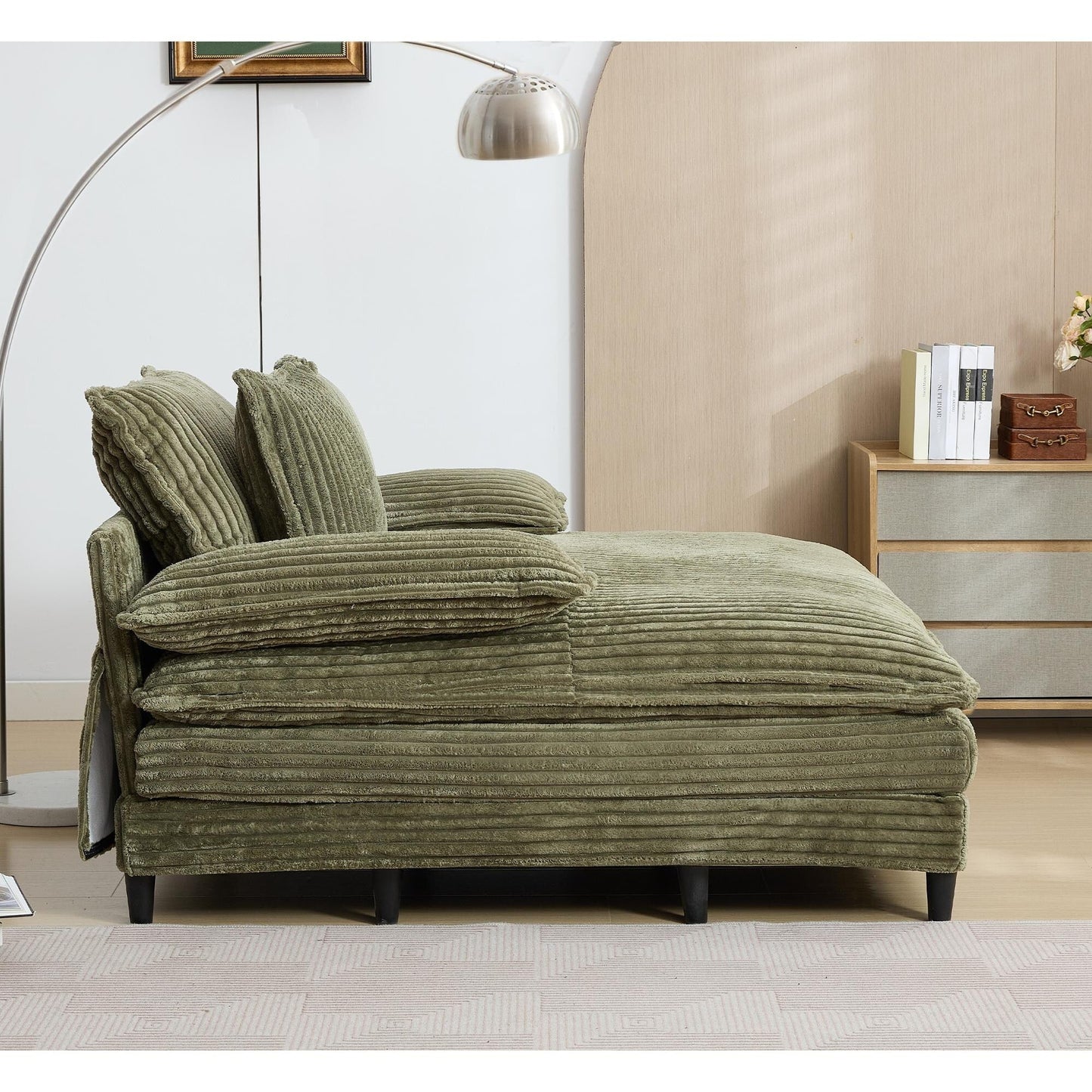 Poltrona chaise longue oversize da 54,75 W, divano letto imbottito e soffice con 2 cuscini