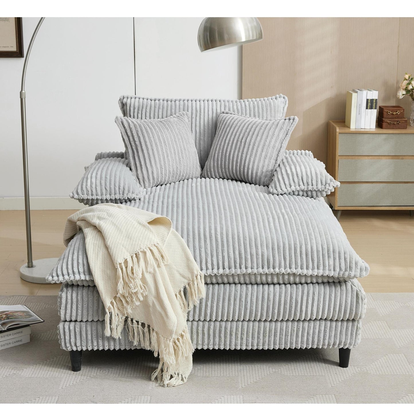 Poltrona chaise longue oversize da 54,75 W, divano letto imbottito e soffice con 2 cuscini