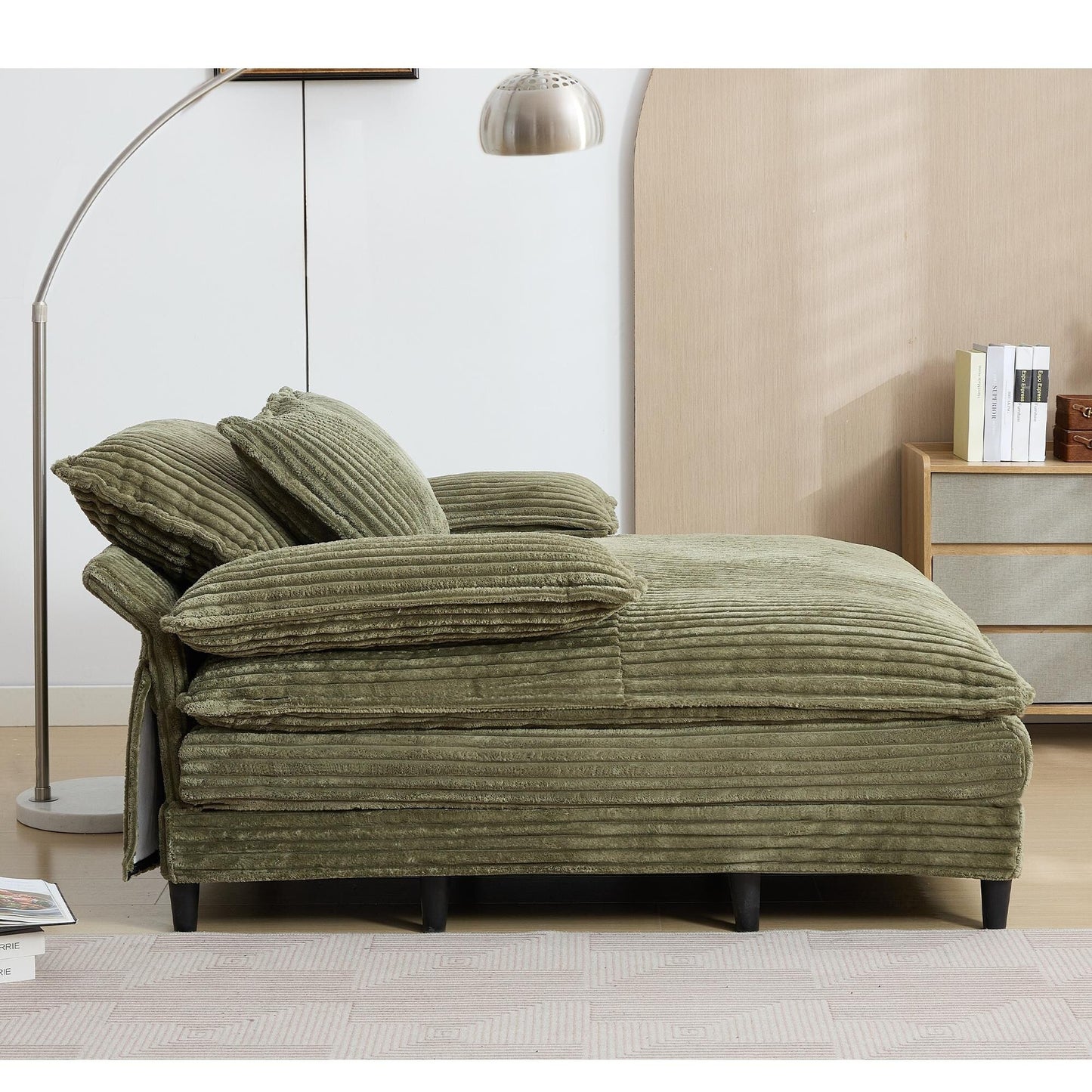 Poltrona chaise longue oversize da 54,75 W, divano letto imbottito e soffice con 2 cuscini