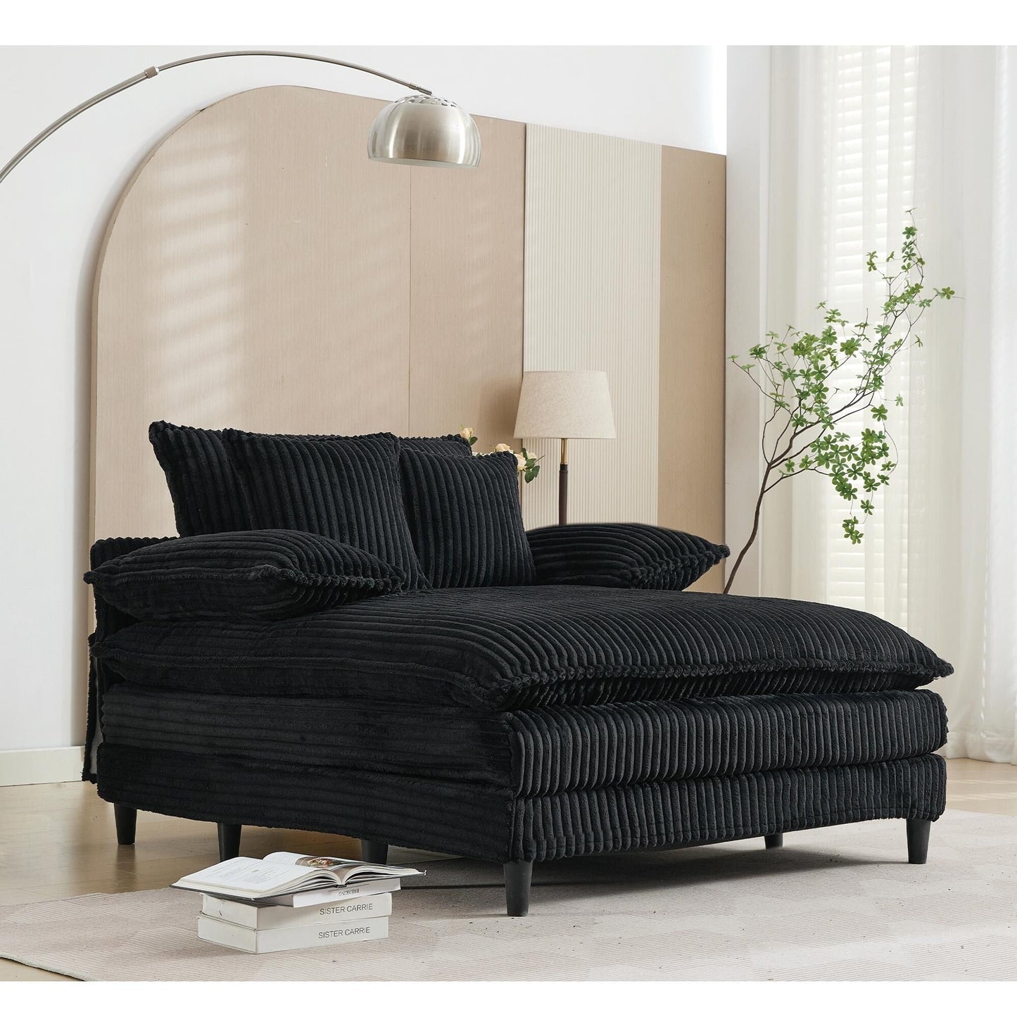 Poltrona chaise longue oversize da 54,75 W, divano letto imbottito e soffice con 2 cuscini