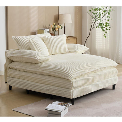 Poltrona chaise longue oversize da 54,75 W, divano letto imbottito e soffice con 2 cuscini