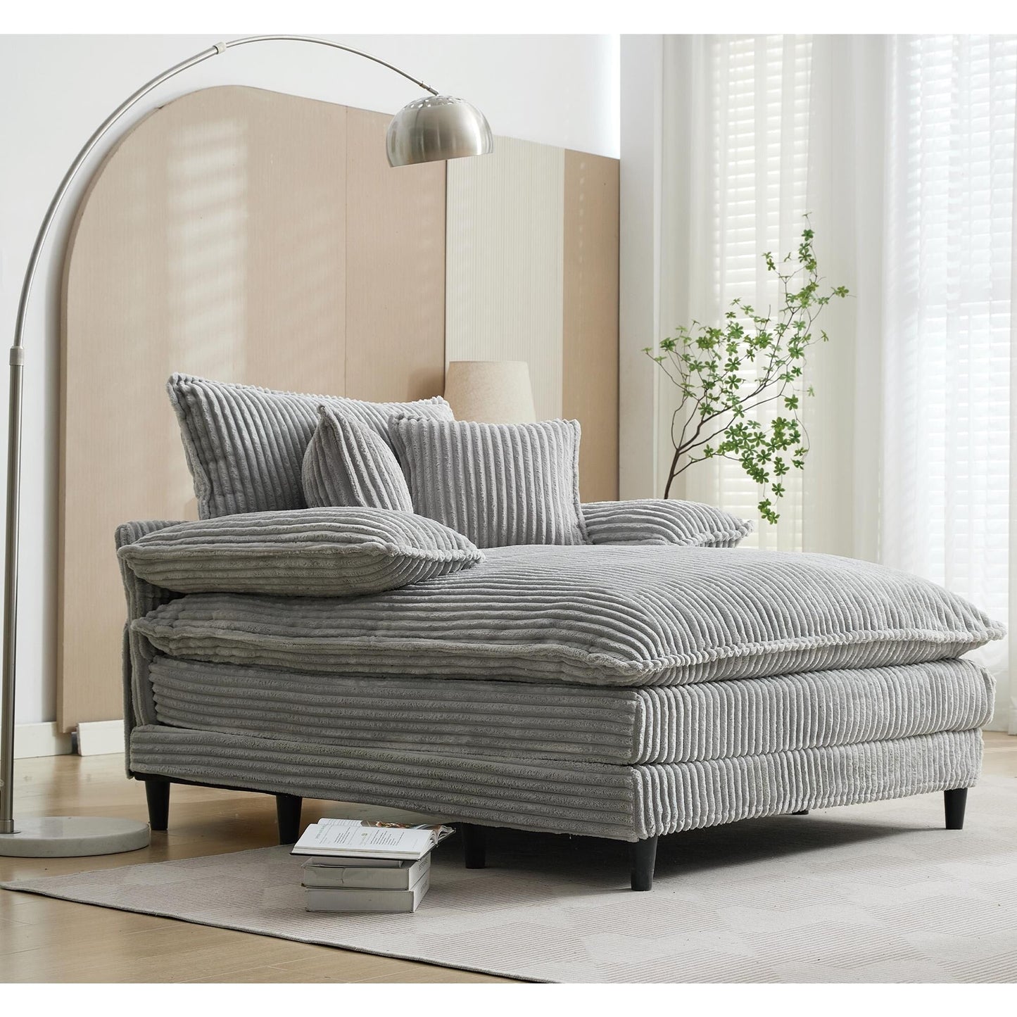 Poltrona chaise longue oversize da 54,75 W, divano letto imbottito e soffice con 2 cuscini