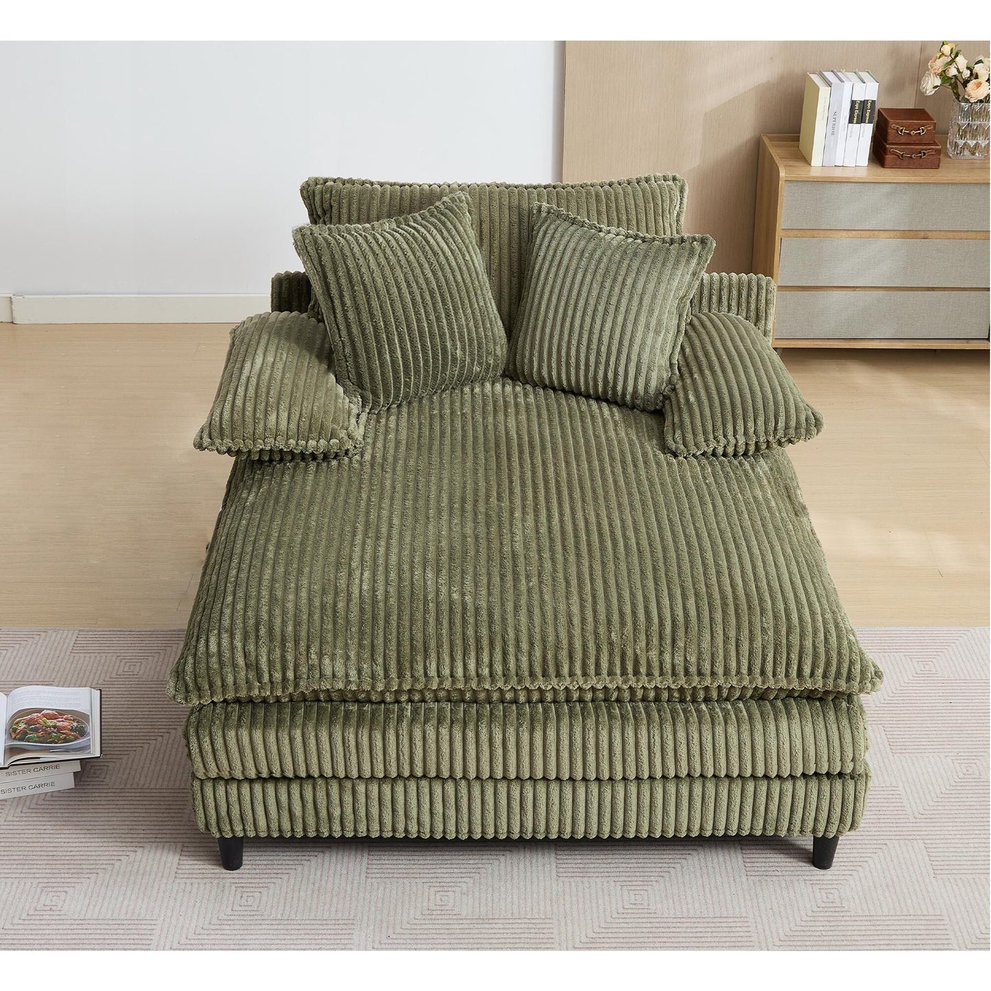 Poltrona chaise longue oversize da 54,75 W, divano letto imbottito e soffice con 2 cuscini