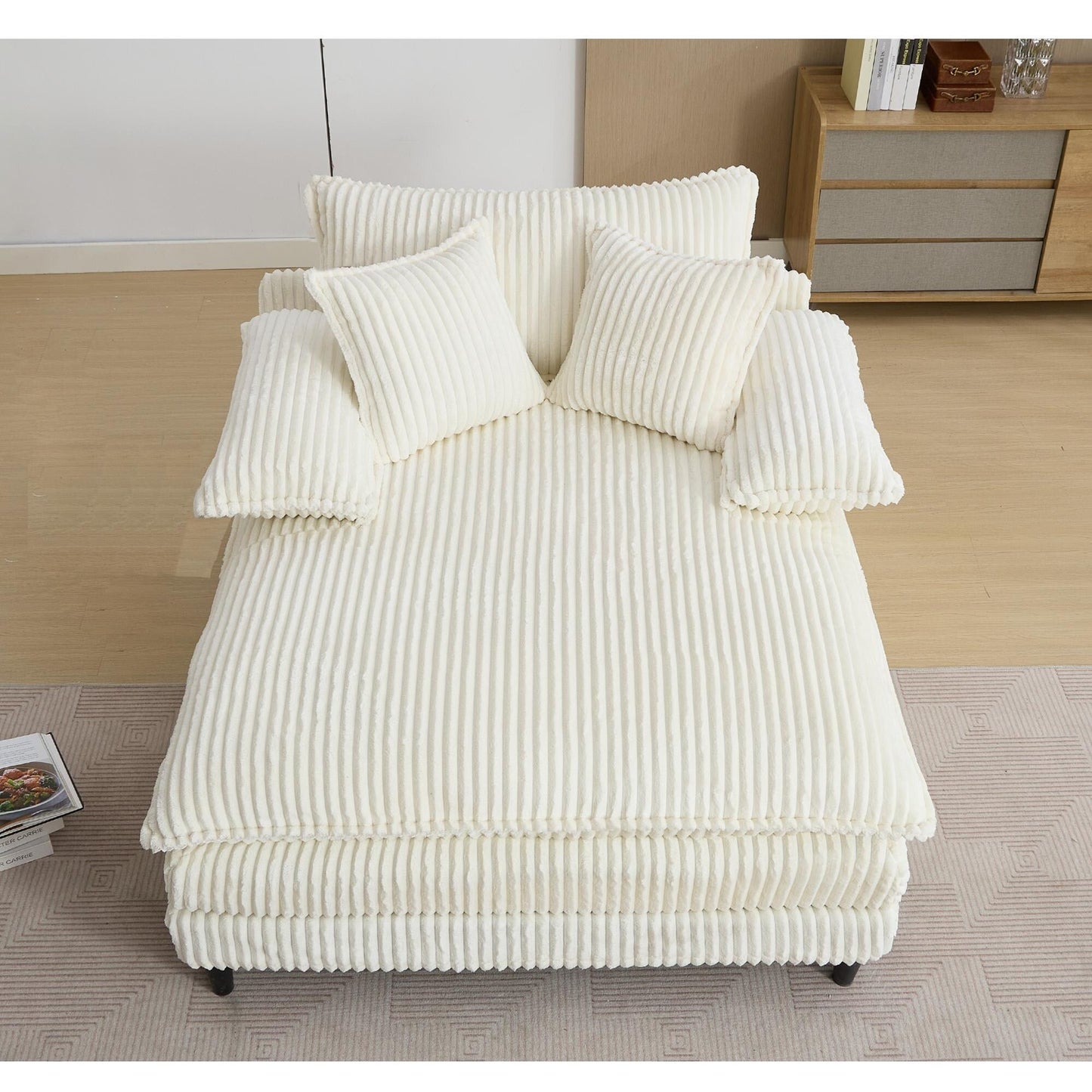 Poltrona chaise longue oversize da 54,75 W, divano letto imbottito e soffice con 2 cuscini