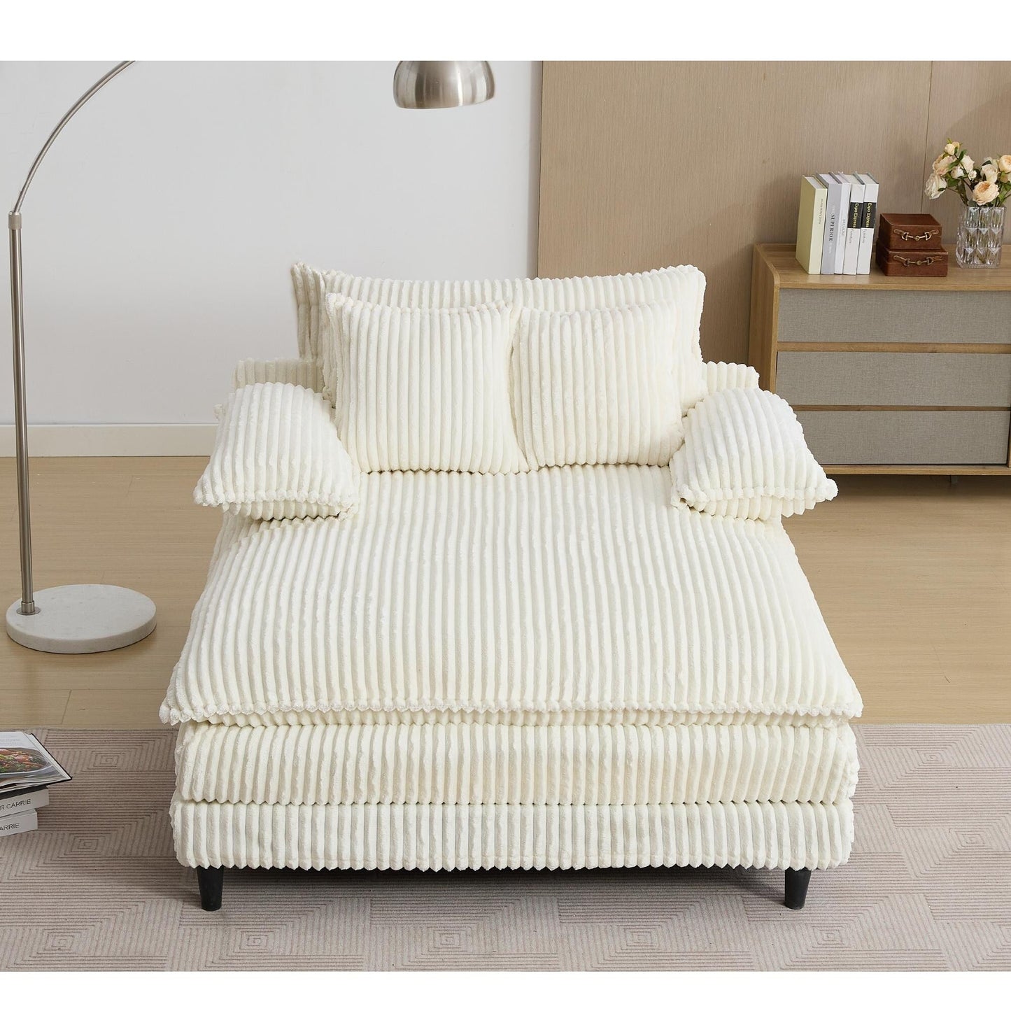 Poltrona chaise longue oversize da 54,75 W, divano letto imbottito e soffice con 2 cuscini