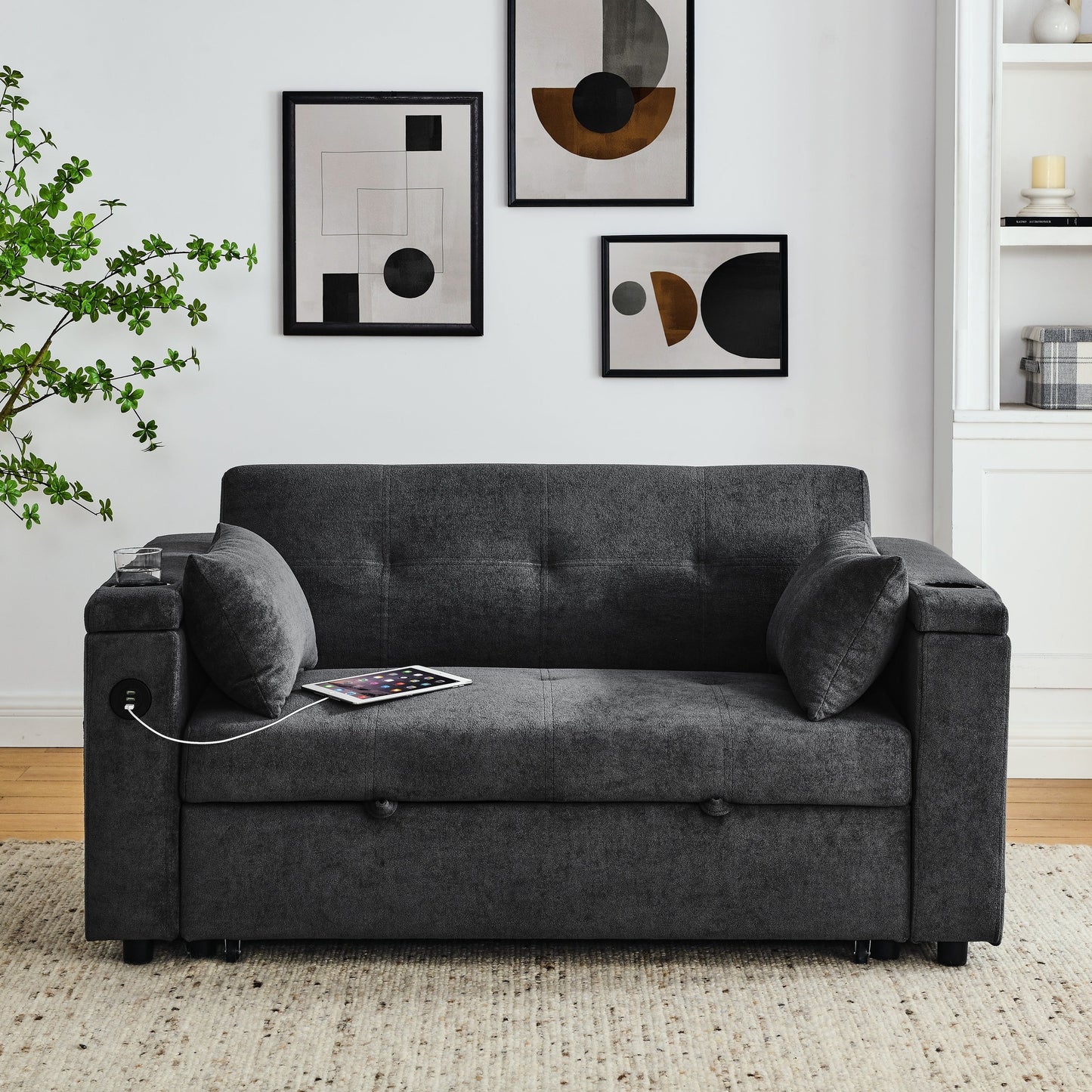 Divano letto reclinabile a due posti con estrazione totale da 54 pollici