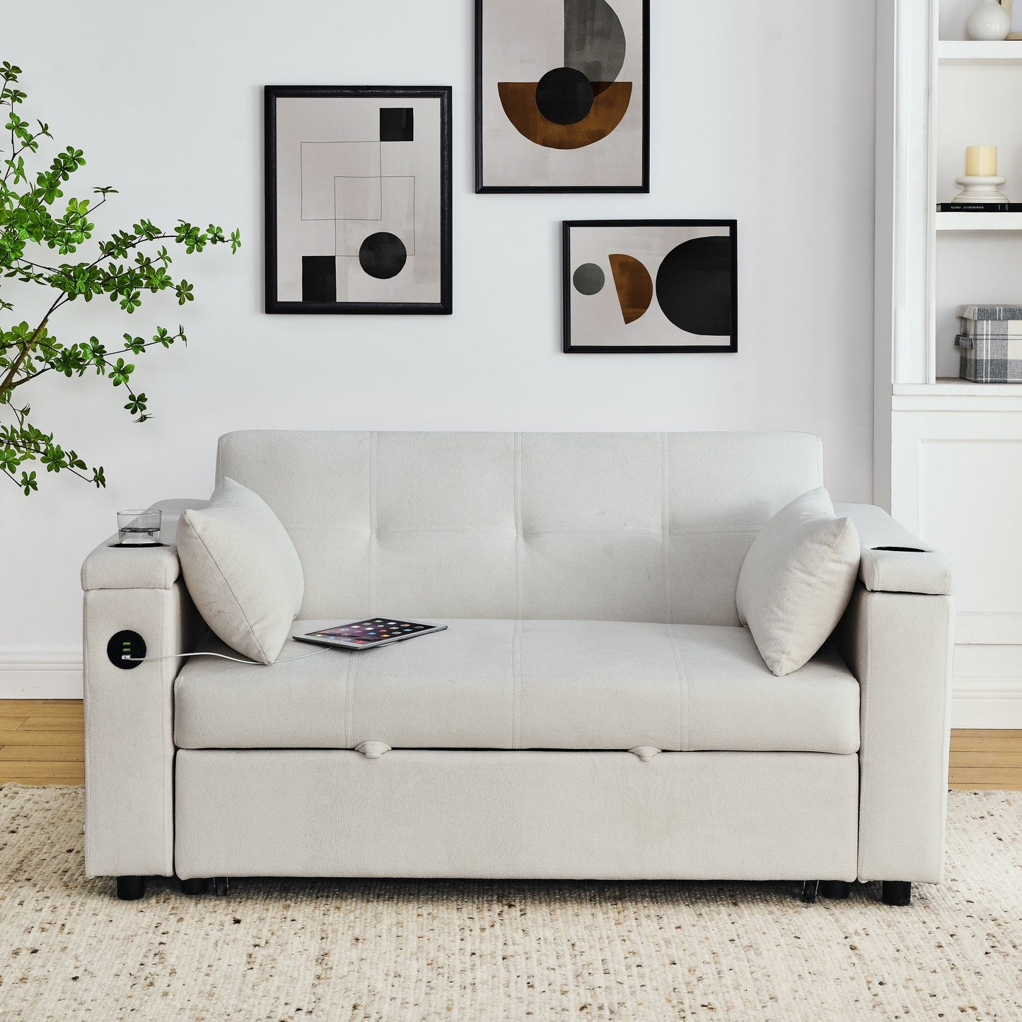 Divano letto reclinabile a due posti con estrazione totale da 54 pollici