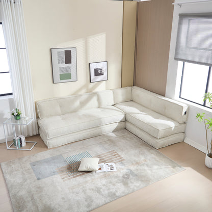 Divano in velluto blu da 55 pollici con tasche, convertibile 3 in 1