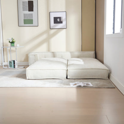 Divano in velluto blu da 55 pollici con tasche, convertibile 3 in 1