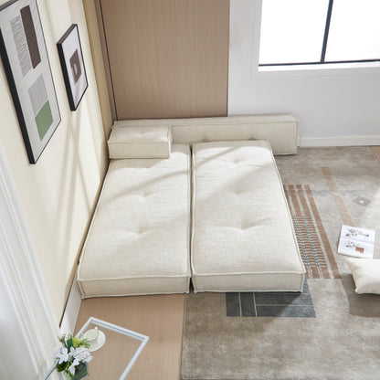 Divano in velluto blu da 55 pollici con tasche, convertibile 3 in 1