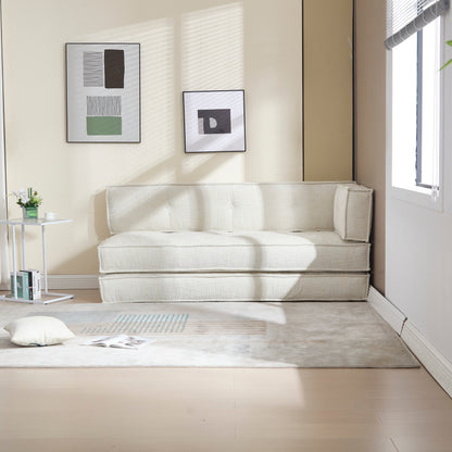 Divano in velluto blu da 55 pollici con tasche, convertibile 3 in 1