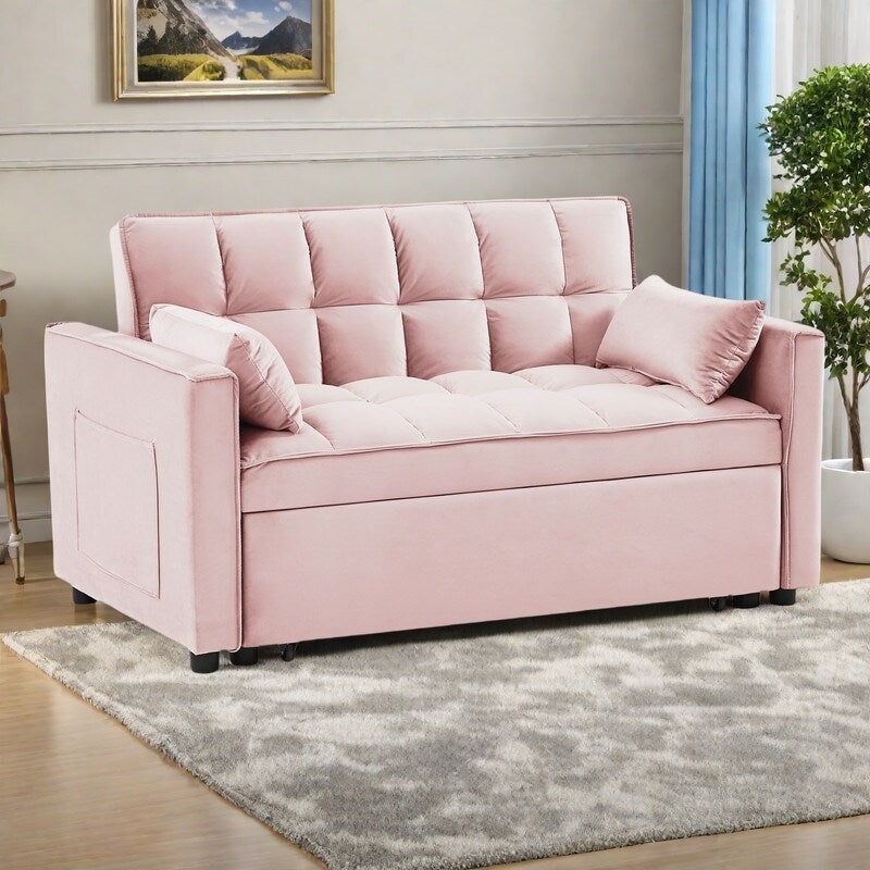 Divano letto trasformabile 2 in 1 in velluto 55.2 con schienale regolabile