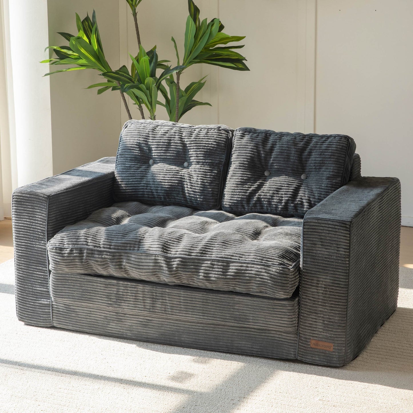 Divano letto con braccioli in velluto a coste da 55,5'', divano letto a due posti