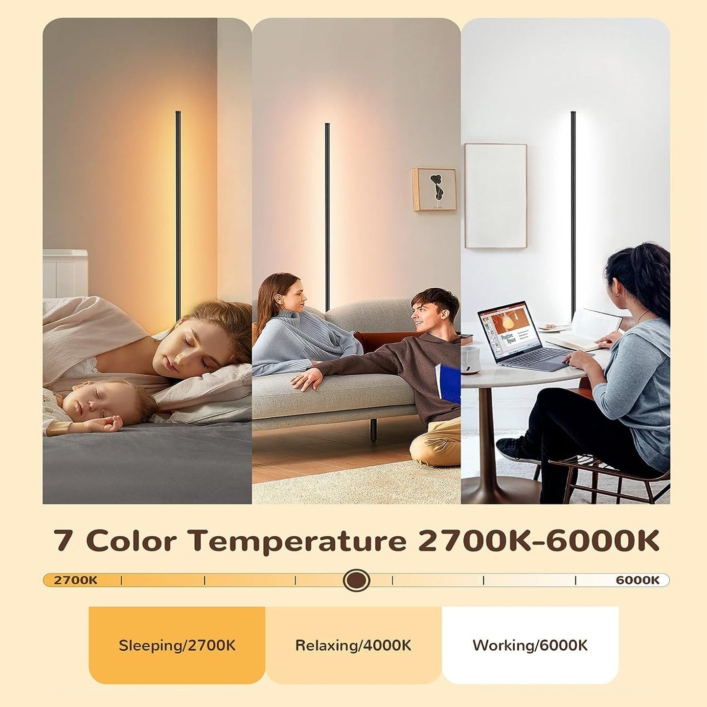 Lampada da terra minimalista a LED con angolo in metallo RGB da 55 cm