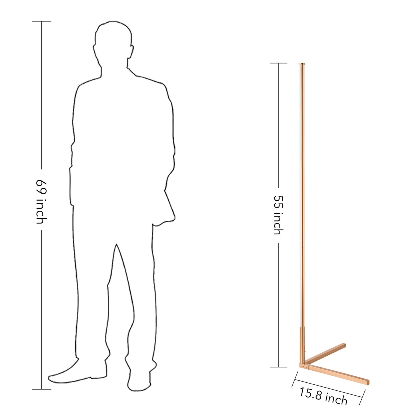 Lampada da terra minimalista a LED con angolo in metallo RGB da 55 cm