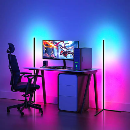 Lampada da terra minimalista a LED con angolo in metallo RGB da 55 cm