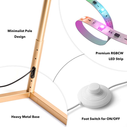 Lampada da terra minimalista a LED con angolo in metallo RGB da 55 cm