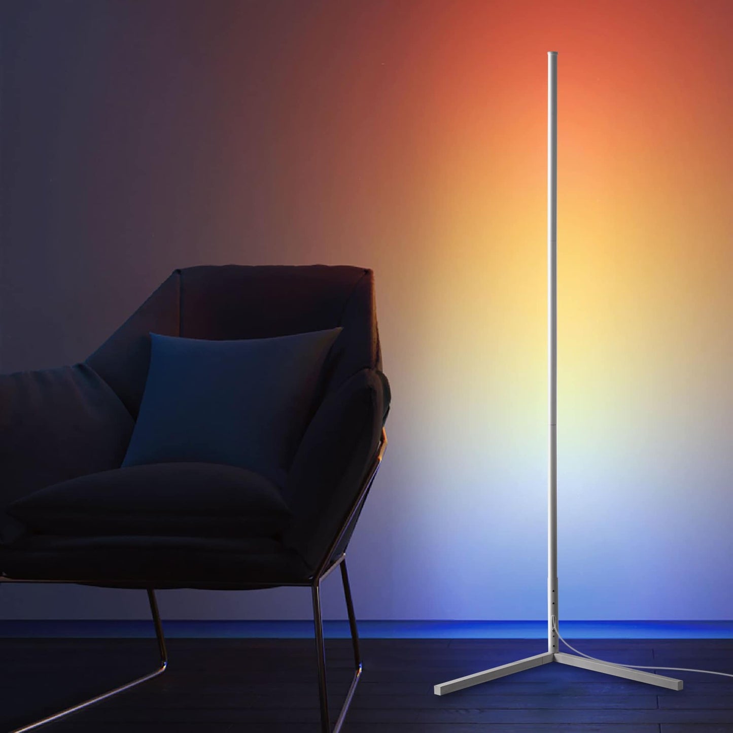 Lampada da terra minimalista a LED con angolo in metallo RGB da 55 cm