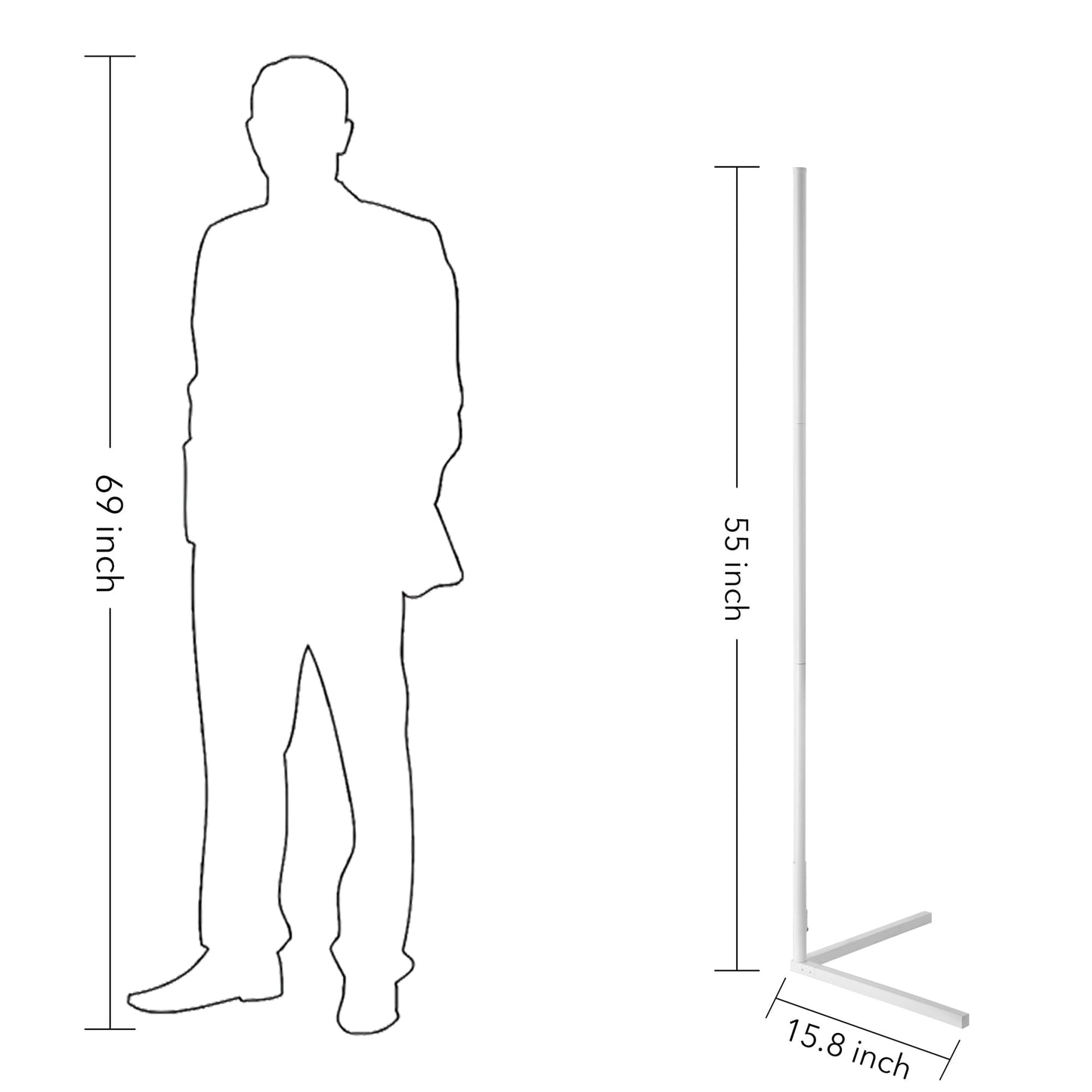 Lampada da terra minimalista a LED con angolo in metallo RGB da 55 cm