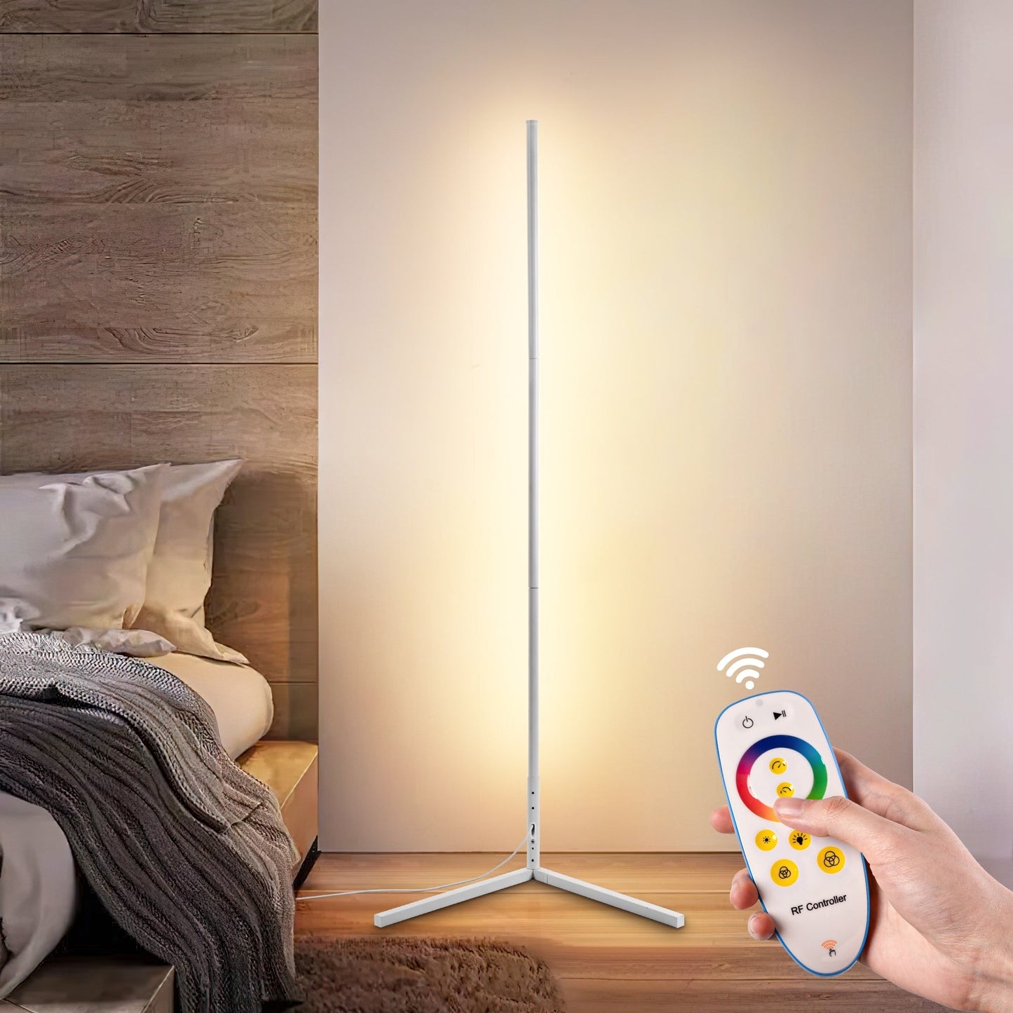 Lampada da terra minimalista a LED con angolo in metallo RGB da 55 cm