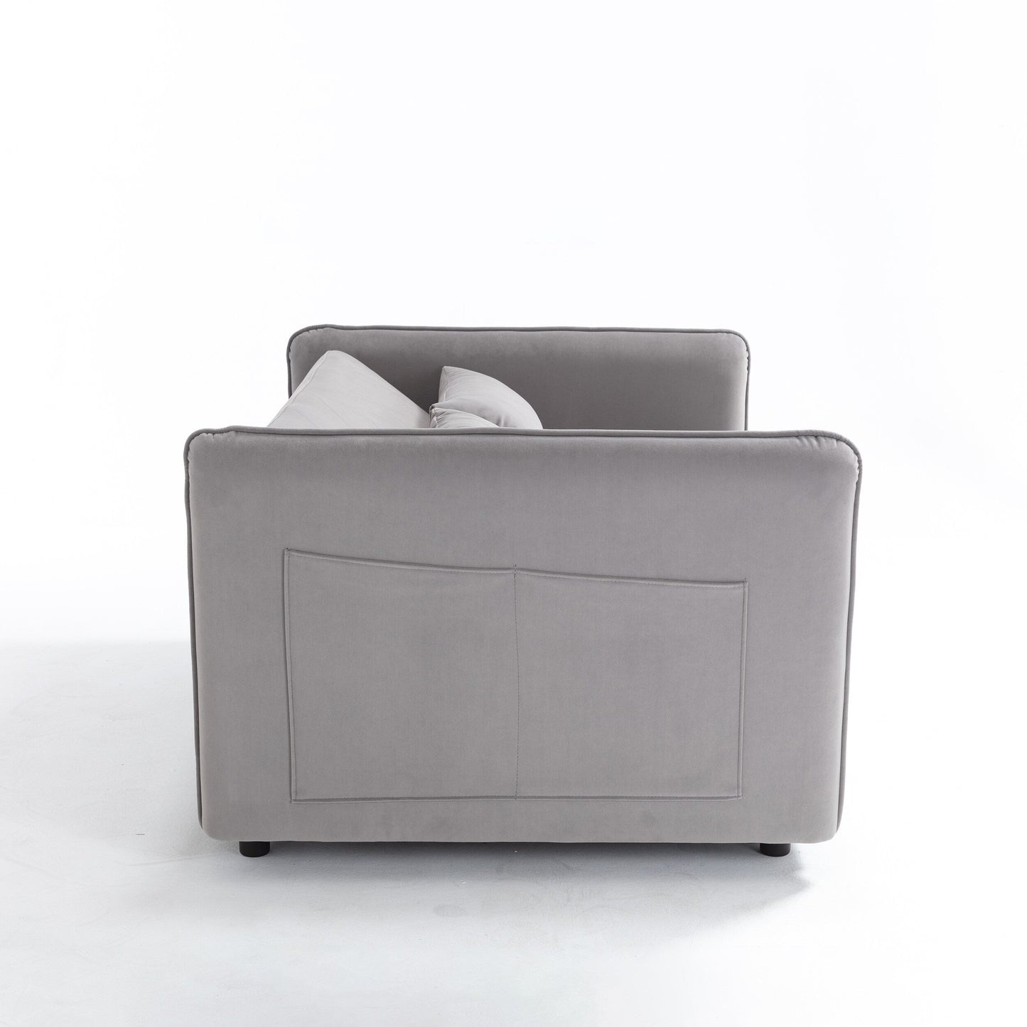 Divano letto convertibile 3 in 1 in velluto da 55 pollici con schienale reclinabile, tasche laterali e 2 cuscini