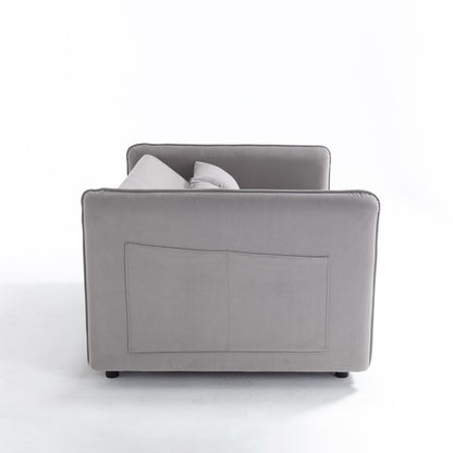 Divano letto convertibile 3 in 1 in velluto da 55 pollici con schienale reclinabile, tasche laterali e 2 cuscini